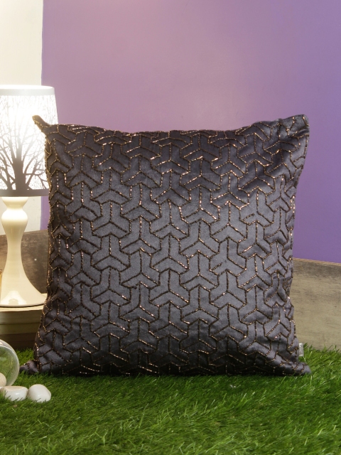 

HomeTown Charcoal Grey Single Embellished Square Cushion Covers
