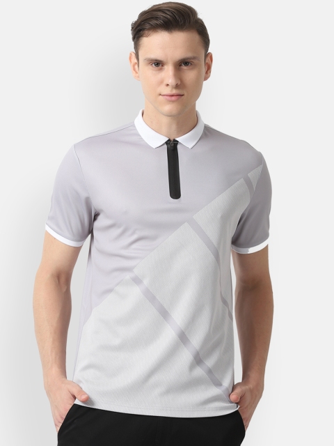 

Louis Philippe Sport Men Grey Colourblocked Polo Collar T-shirt