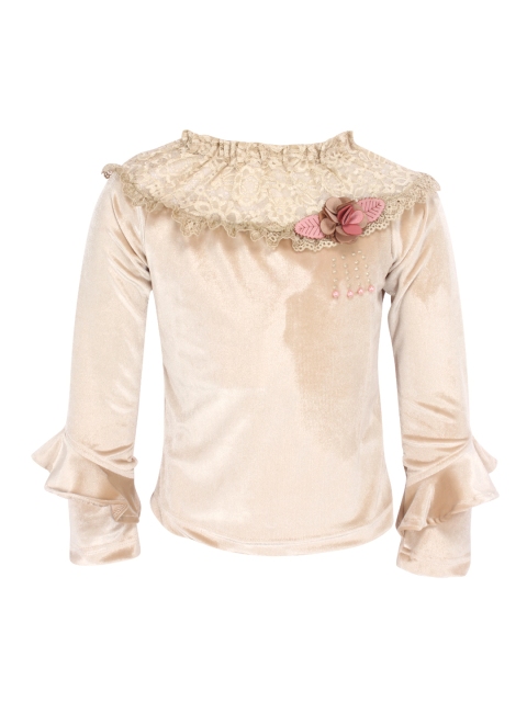 

CUTECUMBER Girls Beige Self Design Top