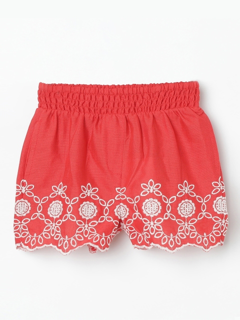 

Juniors by Lifestyle Infant Red & White Embroidered Regular Fit Regular Shorts