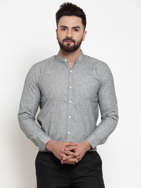 JAINISH Men Grey Classic Regular Fit Solid Formal Shirt