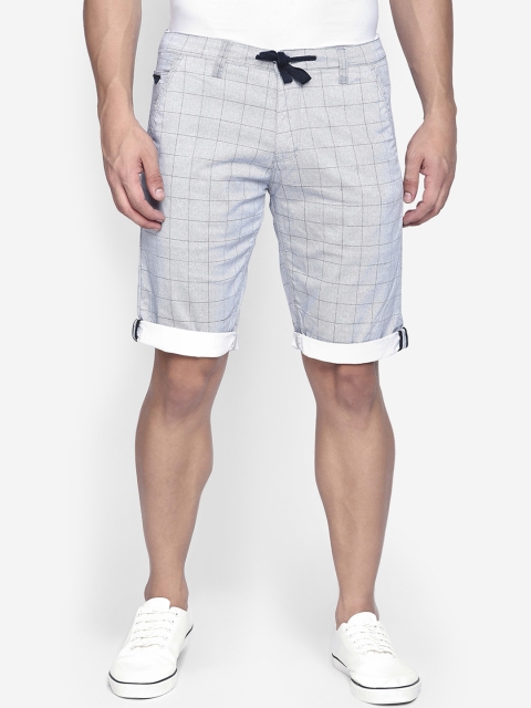 

beevee Men Blue Checked Regular Fit Regular Shorts