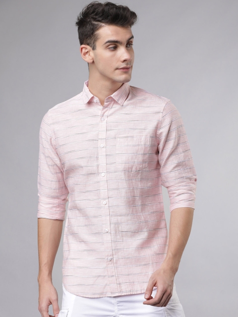 

HIGHLANDER Men Pink Slim Fit Striped Casual Shirt