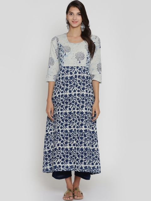 

Adizya Women Blue & White Printed A-Line Kurta