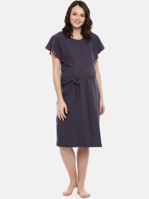 

GOLDSTROMS Navy Blue & Pink Printed Maternity Nightdress