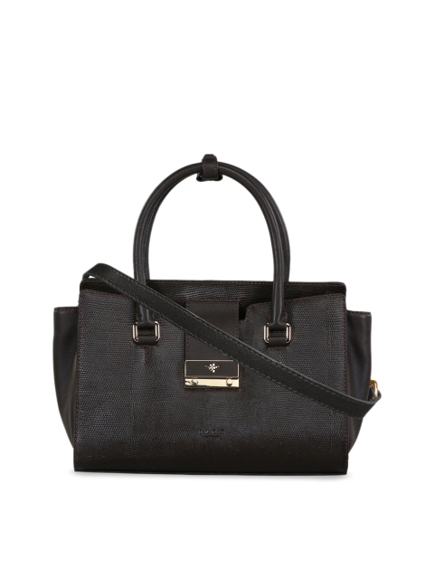 

ILEX Coffee Brown Solid Leather Handheld Bag