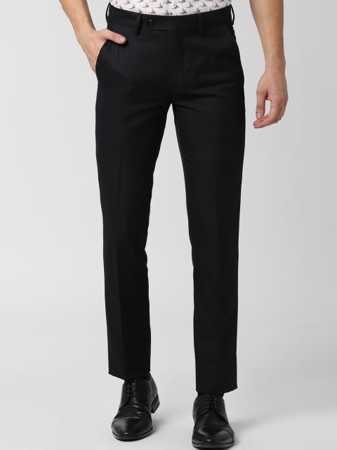 

Peter England Men Black Slim Fit Self Design Formal Trousers