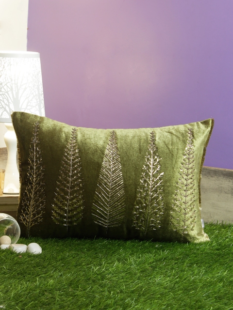 

HomeTown Green Single Floral Rectangle Cushion Cover