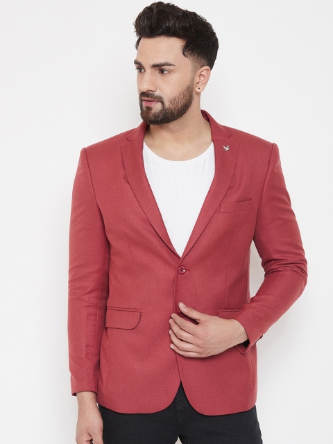 

Canary London Men Maroon Solid Slim-Fit Single-Breasted Casual Blazer