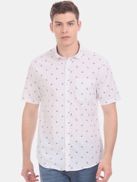 

Cherokee Men White Regular Fit Printed Casual Shirt