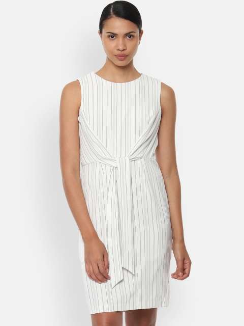 

Van Heusen Woman White & Grey Striped Sheath Dress