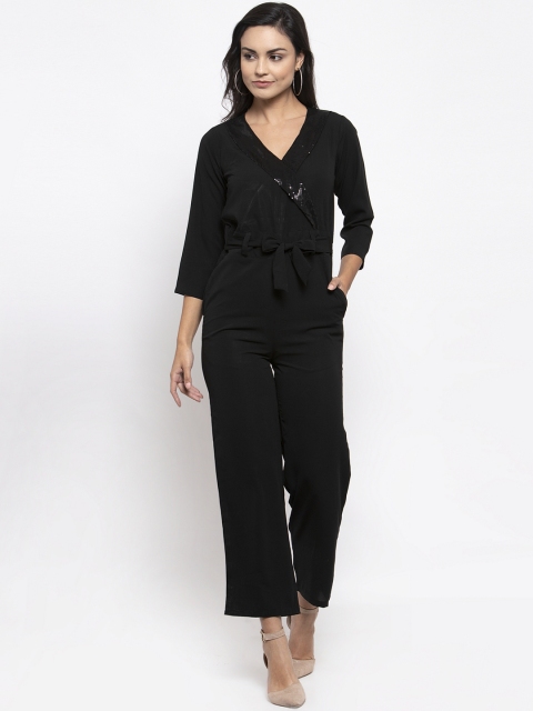 

Jompers Women Black Solid Basic Jumpsuit