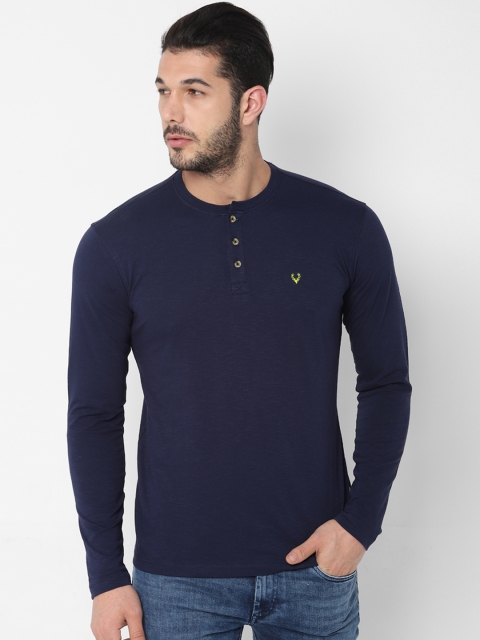 

Allen Solly Sport Men Navy Blue Solid Henley Neck T-shirt