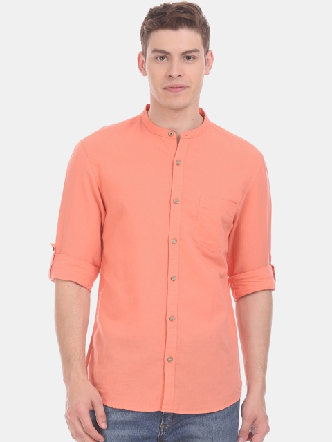 

Cherokee Men Orange Regular Fit Solid Casual Shirt
