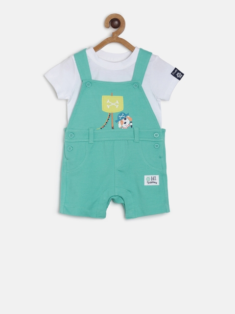 MINI KLUB Boys Green & White T-shirt with Shorts