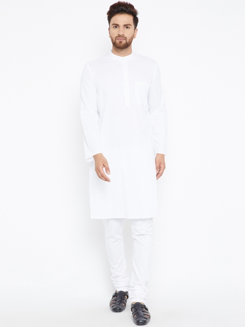 

even Men White Solid Straight Kurta