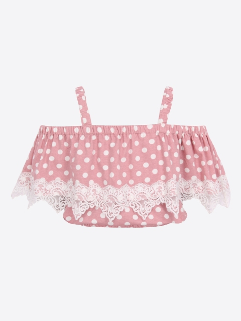 

CUTECUMBER Girls Pink Printed Bardot Top