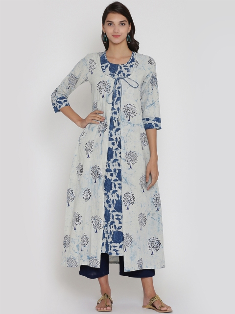 

Adizya Women Blue Printed Straight Kurta