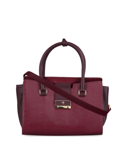 

ILEX Magenta Solid Leather Handheld Bag