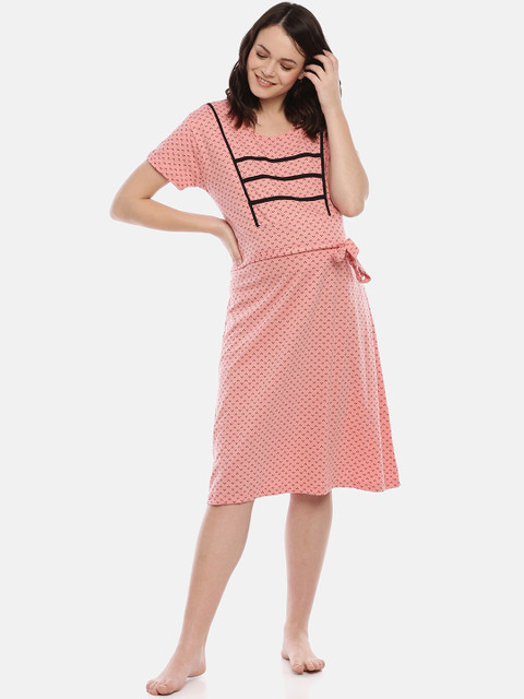 

GOLDSTROMS Pink & Black Printed Maternity Nightdress