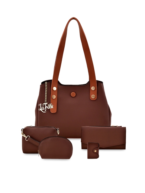 

LaFille Set of 5 Brown Solid Handbags