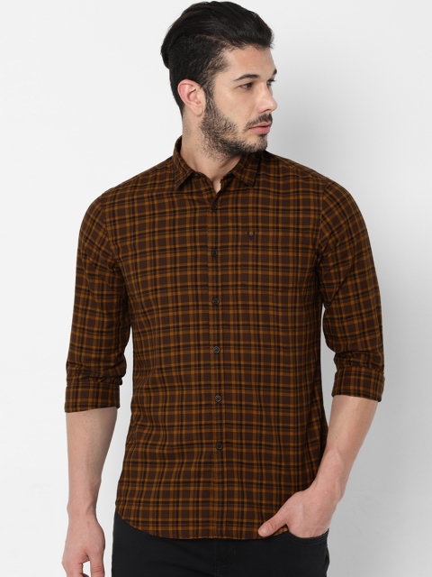 

Solly Jeans Co. Men Mustard Yellow & Brown Regular Fit Checked Casual Shirt