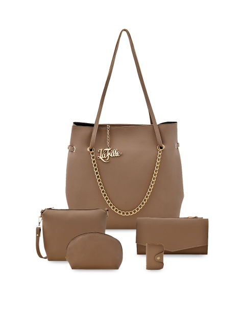 

LaFille Beige Solid Hand Bag Set