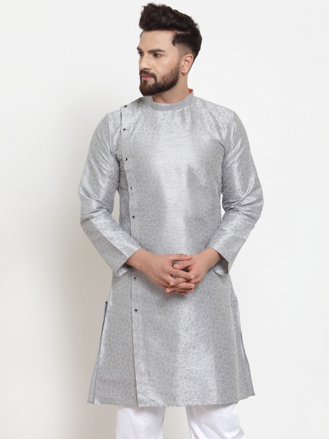 

KLOTTHE Men Grey Printed Straight Kurta