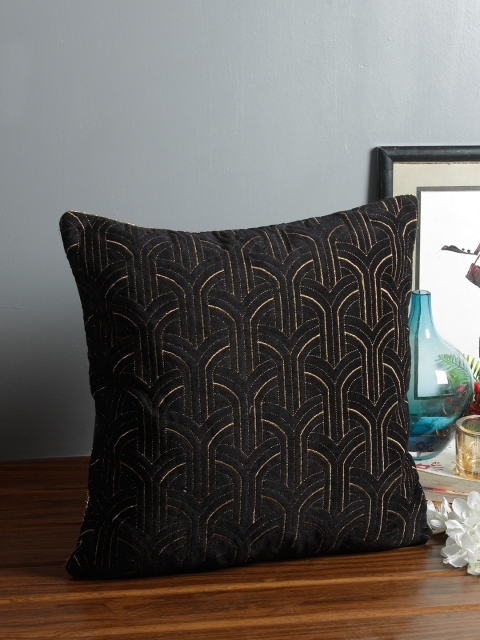 

Living Essence Black Single Embroidered Square Cushion Covers
