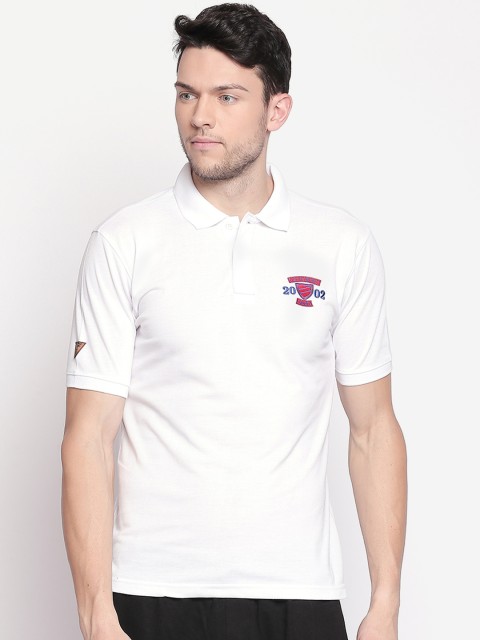 

FiTZ Men White Solid Polo Collar T-shirt