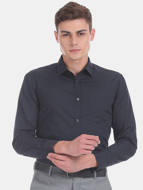 

Excalibur Men Navy Blue Skinny Fit Solid Formal Shirt