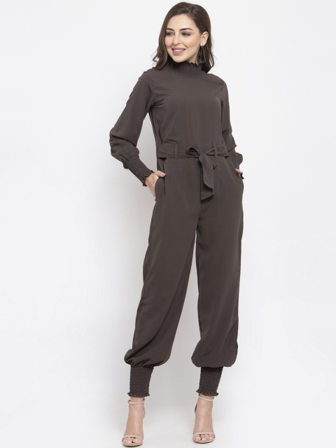 

Jompers Women Grey Solid Basic Jumpsuit