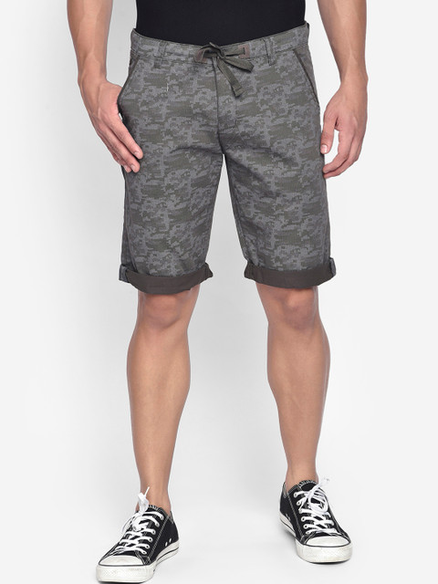 

beevee Men Grey Printed Regular Fit Regular Shorts