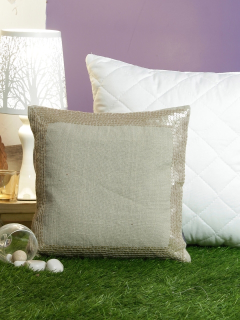 

Living Essence Off-White Single Embellished Square Cushion Covers