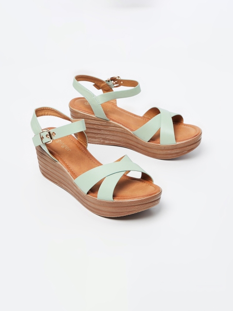 

Ginger by Lifestyle Women Green Solid Sandals