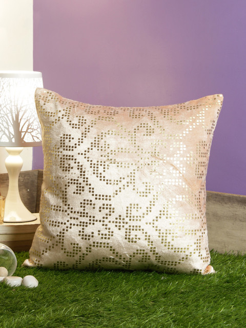 

Living Essence Pink Floral Printed Square Cushion Cover