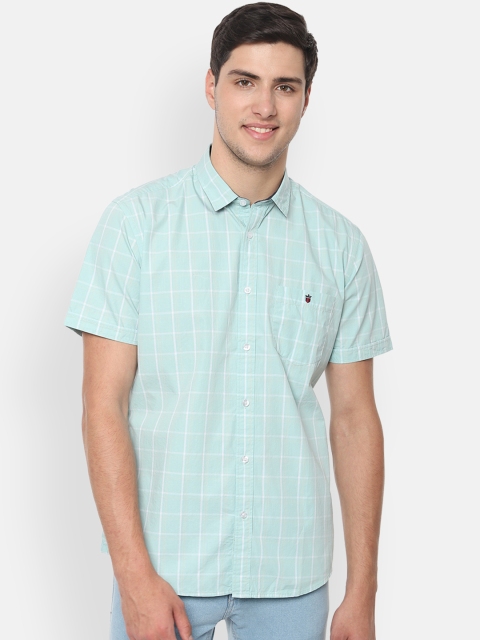 

Louis Philippe Jeans Men Green & White Slim Fit Checked Casual Shirt
