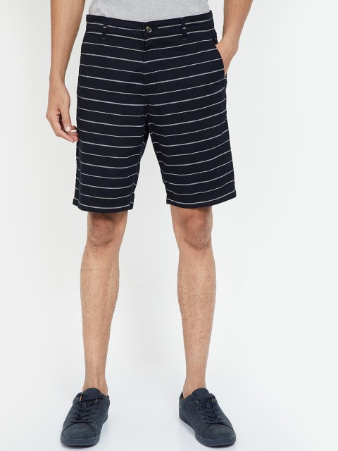 

Fame Forever by Lifestyle Men Navy Blue Striped Regular Shorts