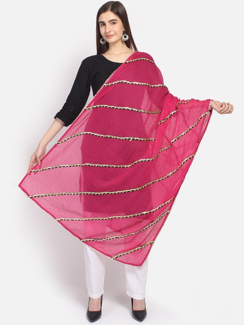 

amraoo Magenta & Black Embroidered Dupatta