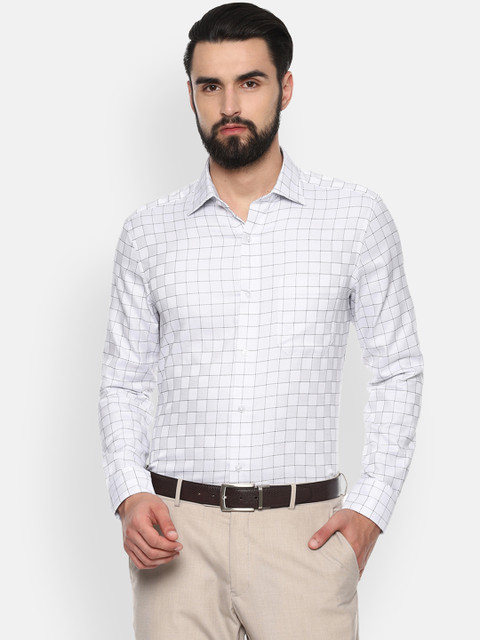 

Louis Philippe Men Grey & Blue Regular Fit Checked Formal Shirt