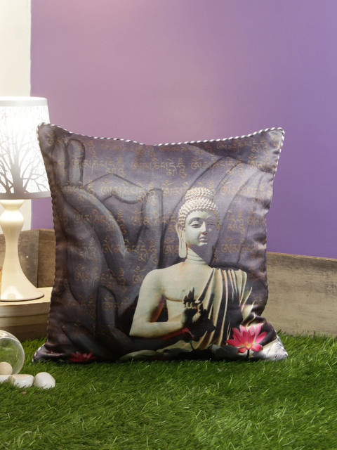 

HomeTown Grey Single Abstract Square Cushion Cover