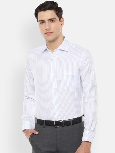 

Louis Philippe Men White & Blue Regular Fit Striped Formal Shirt