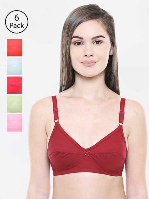 

Bodycare Assorted Pack Of 6 Non-Wired Non Padded Everyday Bra