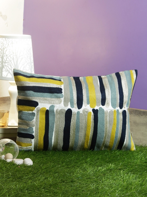 

Living Essence Multicoloured Striped Rectangle Cushion Cover, Multi