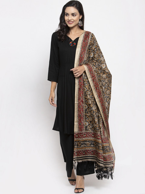 

Jompers Women Black Solid Kurta with Palazzos & Dupatta
