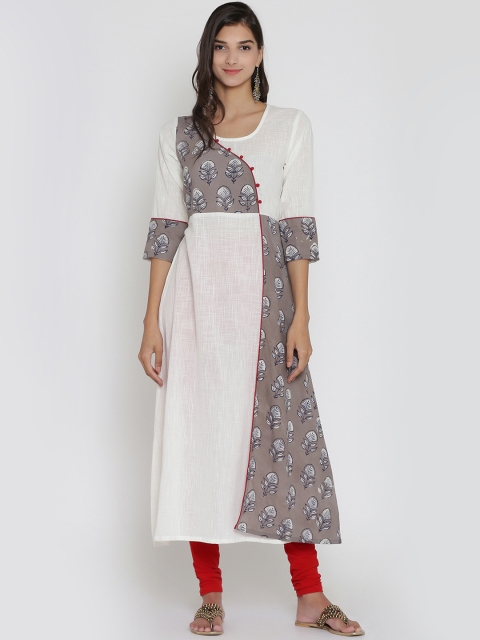 

Adizya Women Off-White & Brown Printed A-Line Kurta
