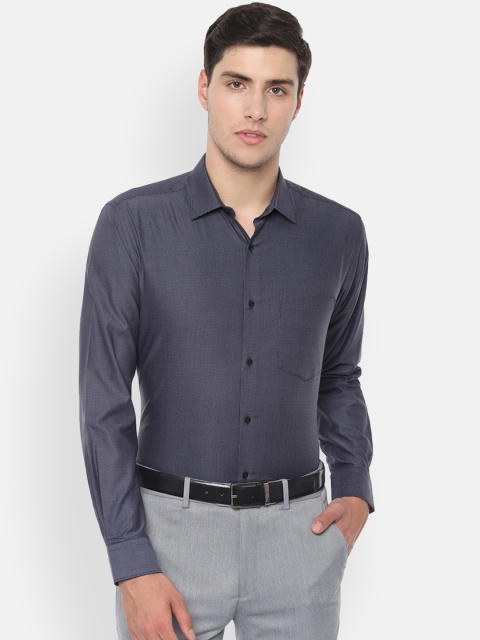 

Van Heusen Men Navy Blue Regular Fit Self Design Formal Shirt