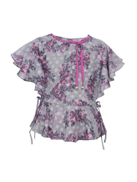 

CUTECUMBER Girls Grey Printed Kaftan Top