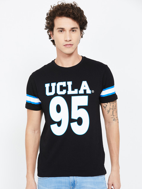 

UCLA Men Black Slim Fit Printed Round Neck T-shirt