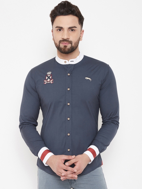 

JUMP USA Men Navy Blue Slim Fit Colourblocked Casual Shirt